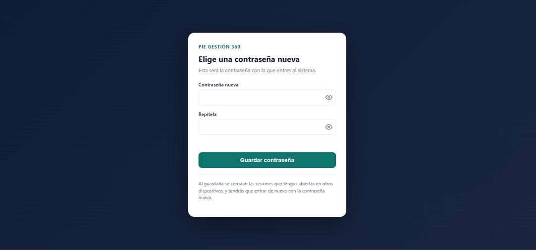 Página para elegir una contraseña nueva, abierta desde el enlace del correo