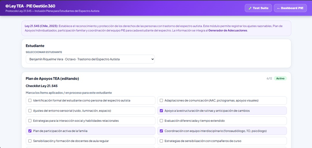 Ley TEA 21.545 — checklist de ajustes razonables y plan de apoyos
